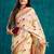 Cream elegant printed polycotton saree with blouse piece