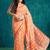 Peach elegant printed polycotton saree with blouse piece