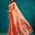 Peach elegant printed polycotton saree with blouse piece