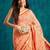 Peach elegant printed polycotton saree with blouse piece