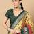 Yellow printed silk blend ethnic saree with blouse piece