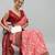Pink printed silk blend ethnic saree with blouse piece
