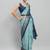 Green printed silk blend ethnic saree with blouse piece