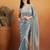 Grey plain chiffon designer saree with blouse piece