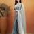 Grey plain chiffon designer saree with blouse piece