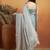 Grey plain chiffon designer saree with blouse piece