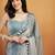 Grey plain chiffon designer saree with blouse piece