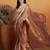 Brown plain chiffon designer saree with blouse piece