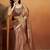 Brown plain chiffon designer saree with blouse piece