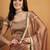 Brown plain chiffon designer saree with blouse piece