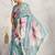 Teal printed satin fashion saree with blouse piece