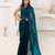 Teal plain tissue festive wear saree with blouse piece