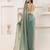 Green plain tissue festive wear saree with blouse piece