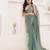 Green plain tissue festive wear saree with blouse piece