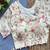Off white floral embroidered cotton designer readymade saree blouse for women festive party wear