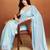 Turquoise blue plain tissue festive wear saree with blouse piece