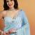 Turquoise blue plain tissue festive wear saree with blouse piece