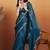 Teal plain tissue festive wear saree with blouse piece