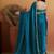 Teal plain tissue festive wear saree with blouse piece