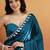 Teal plain tissue festive wear saree with blouse piece