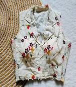 Off white floral embroidered cotton designer sleeveless readymade saree blouse for women festive wear