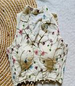 Off white multicolor embroidered cotton designer sleeveless readymade saree blouse for women festive wear