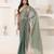 Blue plain tissue festive wear saree with blouse piece