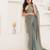 Blue plain tissue festive wear saree with blouse piece