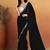 Black plain satin designer saree with blouse piece