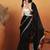 Black plain satin designer saree with blouse piece