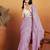 Lavender plain satin designer saree with blouse piece