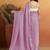 Lavender plain satin designer saree with blouse piece