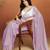 Lavender plain satin designer saree with blouse piece