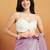 Lavender plain satin designer saree with blouse piece