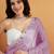 Lavender plain satin designer saree with blouse piece