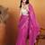 Magenta plain satin designer saree with blouse piece