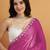 Magenta plain satin designer saree with blouse piece