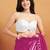 Magenta plain satin designer saree with blouse piece