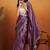 Purple plain satin designer saree with blouse piece