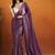 Purple plain satin designer saree with blouse piece