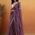 Purple plain satin designer saree with blouse piece