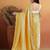 Yellow plain satin designer saree with blouse piece
