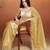 Yellow plain satin designer saree with blouse piece
