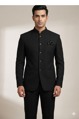 Black color knitted jodhpuri for men | premium designer bandhgala ethnic wear 2