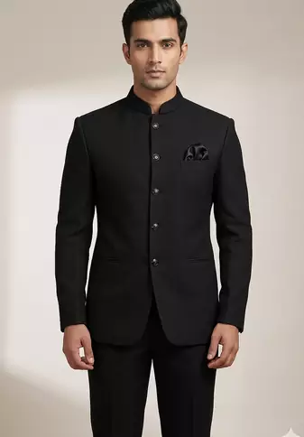 Black color knitted jodhpuri for men | premium designer bandhgala ethnic wear