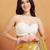 Yellow plain satin designer saree with blouse piece