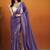 Purple plain satin designer saree with blouse piece