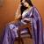 Purple plain satin designer saree with blouse piece
