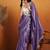Purple plain satin designer saree with blouse piece