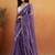Purple plain satin designer saree with blouse piece